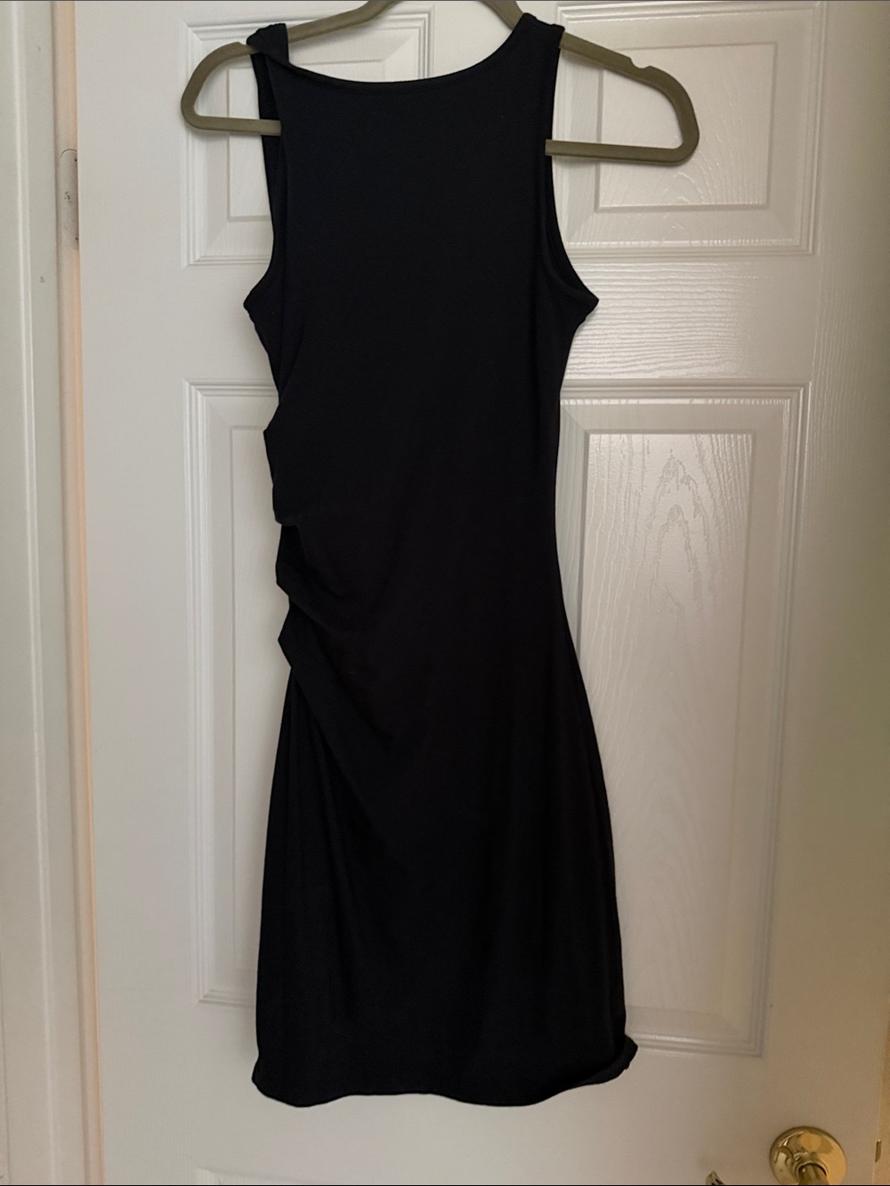 Athleta Black Sleeveless Midi Dress with Side Ruching Detail - Picture 3 of 4